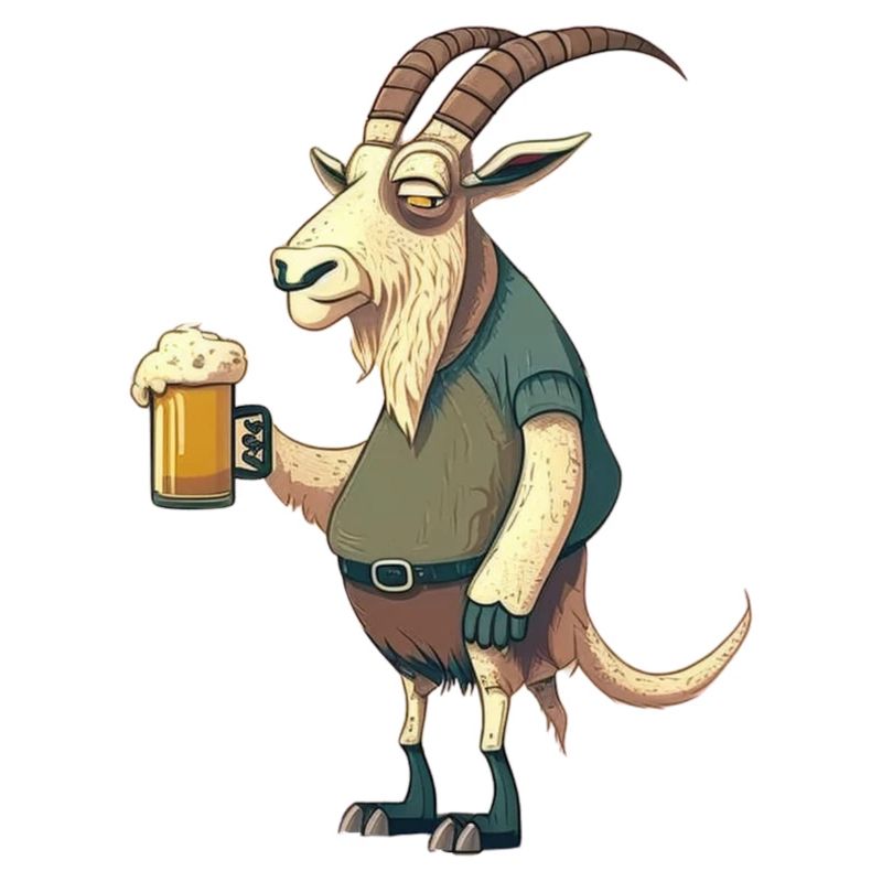 Lustiger Bock mit Bier