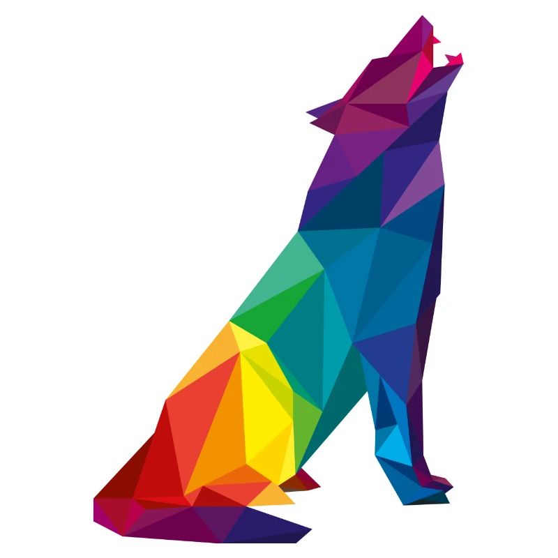 Wolf Polygon LowPoly - bunt