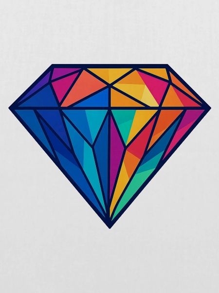 Geometrischer Diamant | Bunt / Regenbogen Design