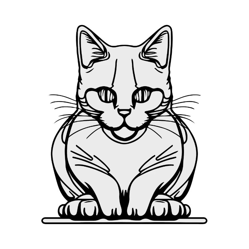 Einzeilige sitzende Katze