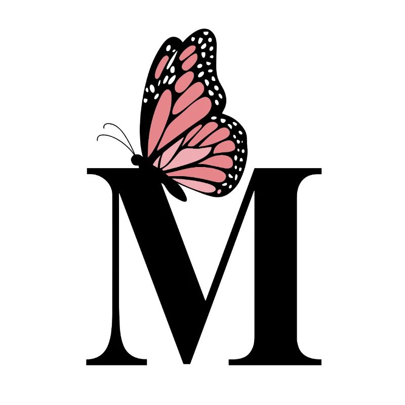 Elegantes Monogramm mit Schmetterling– Buchstabe M