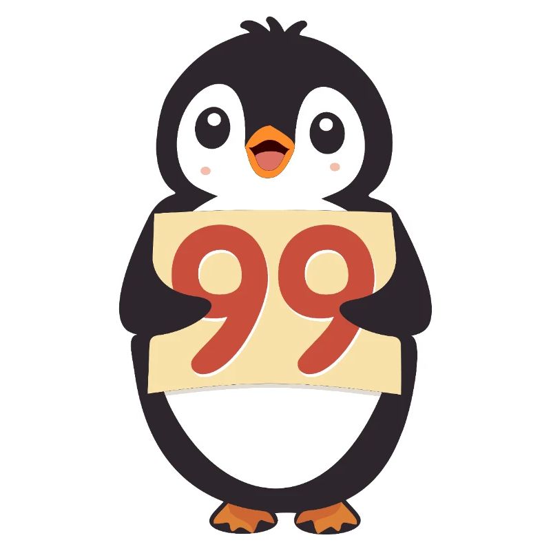 Süßer Pinguin hält ein Zahlenzeichen