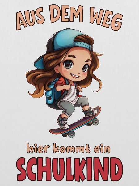 Schulkind Skateboard Cartoon Mädchen
