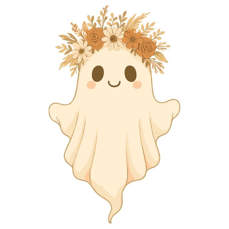 Boho Geist mit Blumenkranz – Süßes Halloween