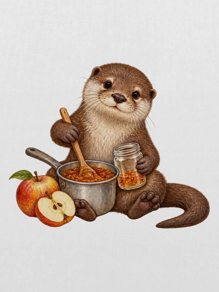 Otter kocht Apfelmarmelade