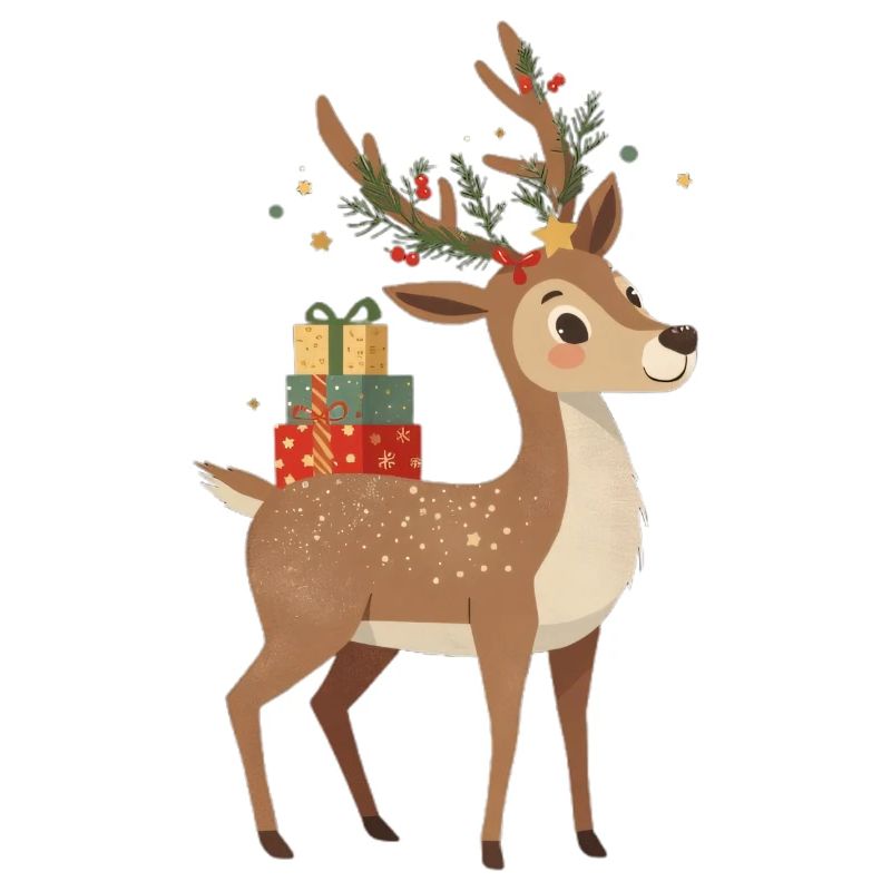 Weihnachtsrentier mit Geschenken