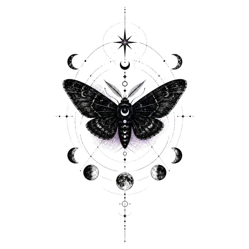 Moonlit Moth in Celestial Ring