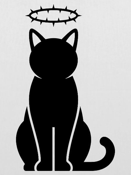 Schwarze Katzensilhouette mit Dornenkrone