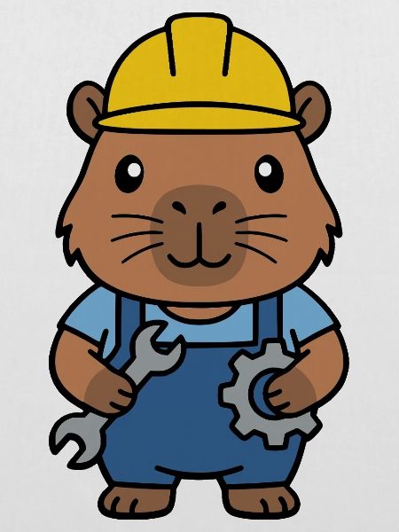 Niedlicher Capybara-Ingenieur-Maskottchen-Standardentzeichner