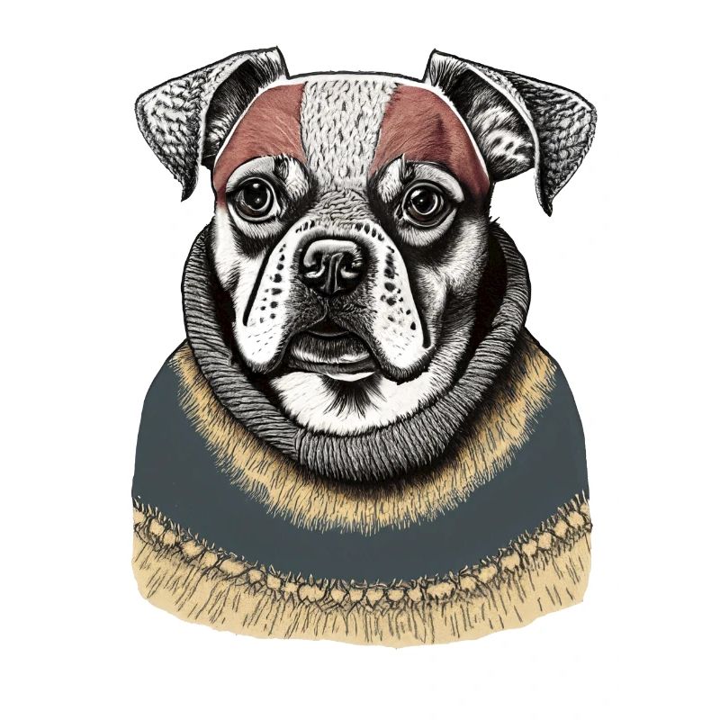 Chien avec un pull
