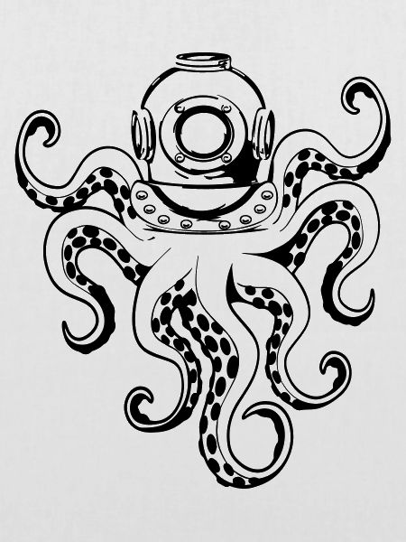 Krake mit Taucherhelm
