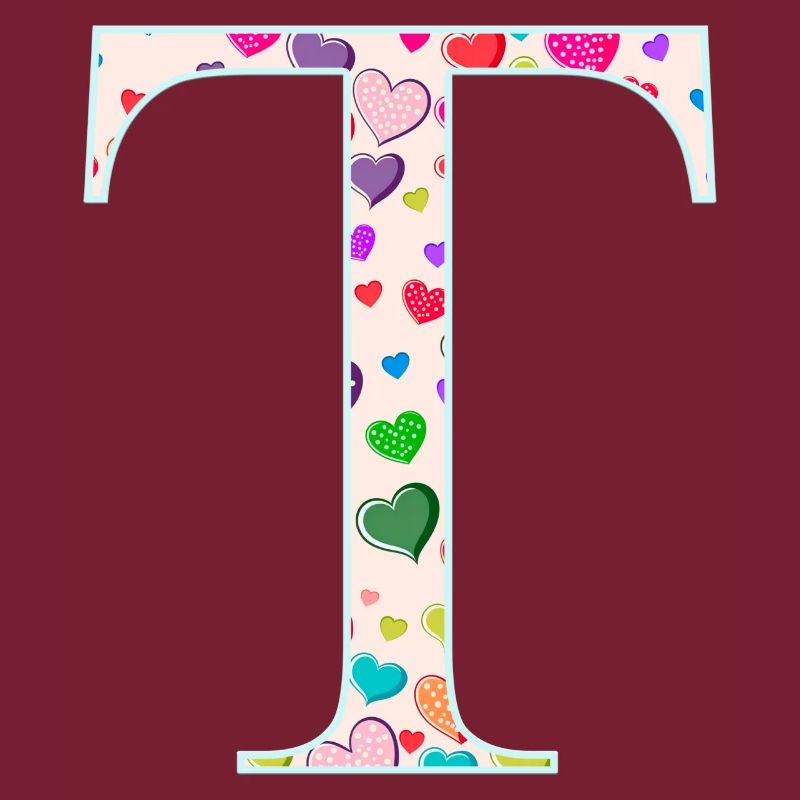 Customizable Monogram T Heart Pattern