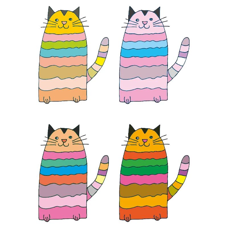 katze geringelt vierfach bunt
