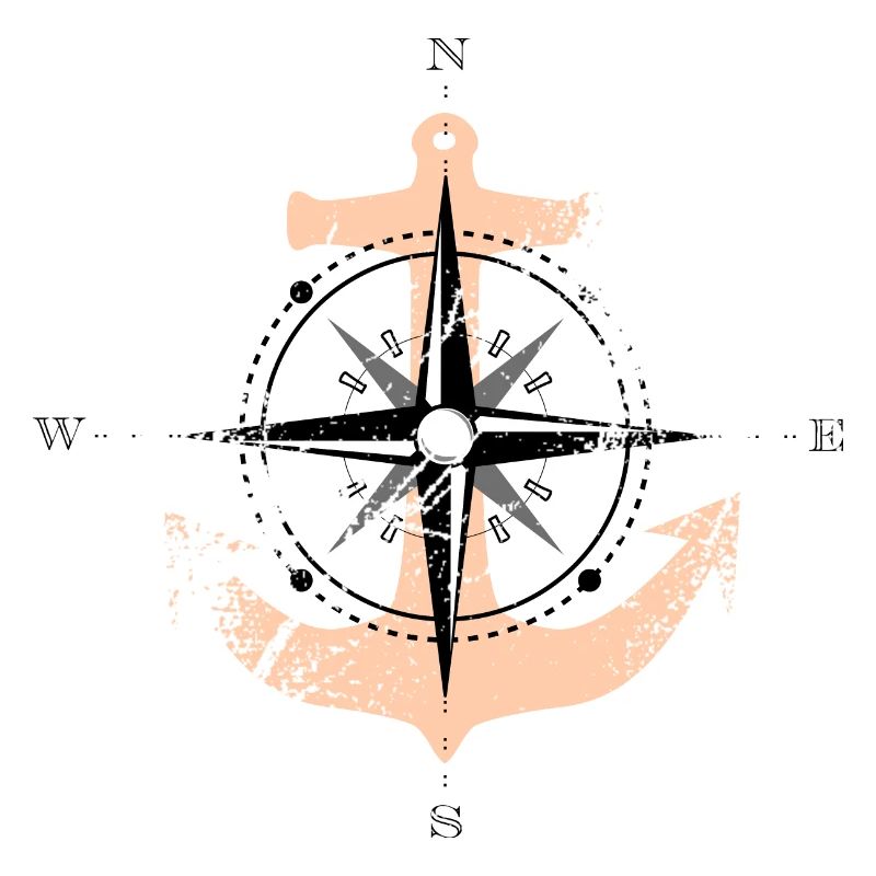 Compass Rose Anchor Compass Maritime Motif orange