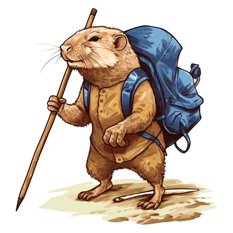 Mole rat explores nature while hiking