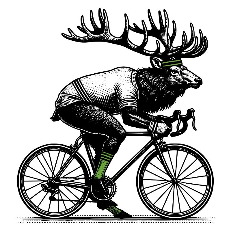 Radfahrender Elch