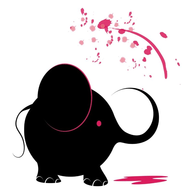 Schwarzer Elefant mit rosa Farbe