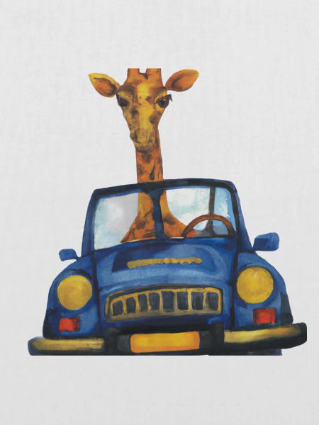 Giraffe im Cabrio