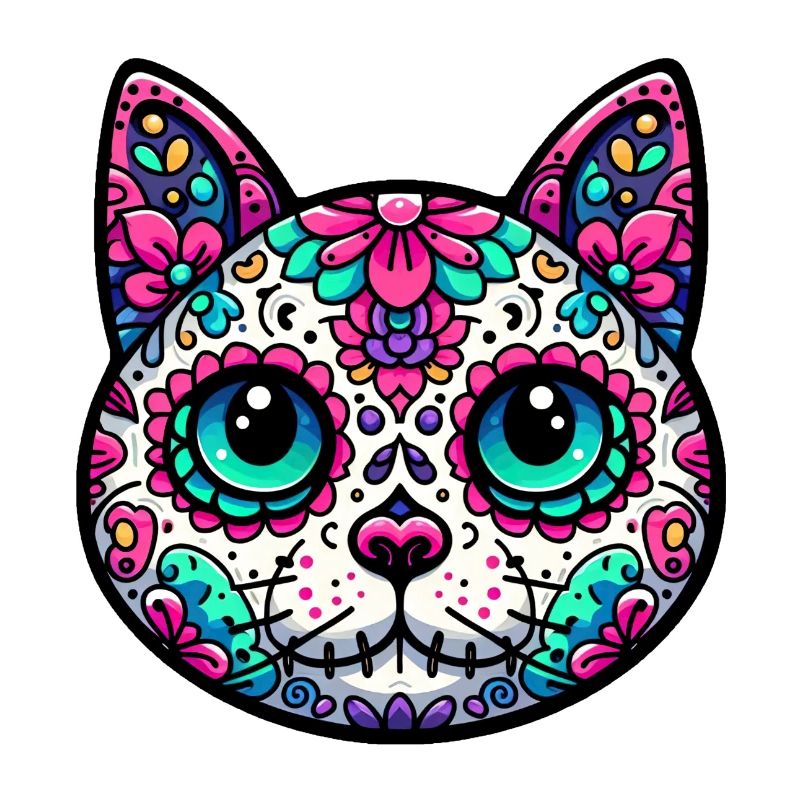 Crâne en sucre de chat coloré