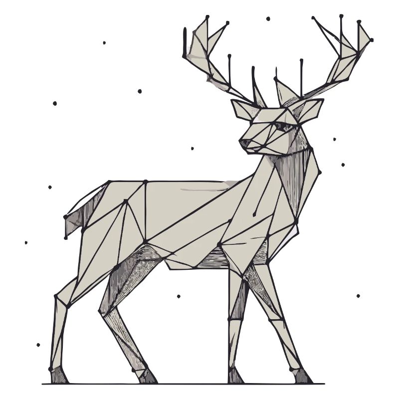 Hirsch 2D grau Schnee