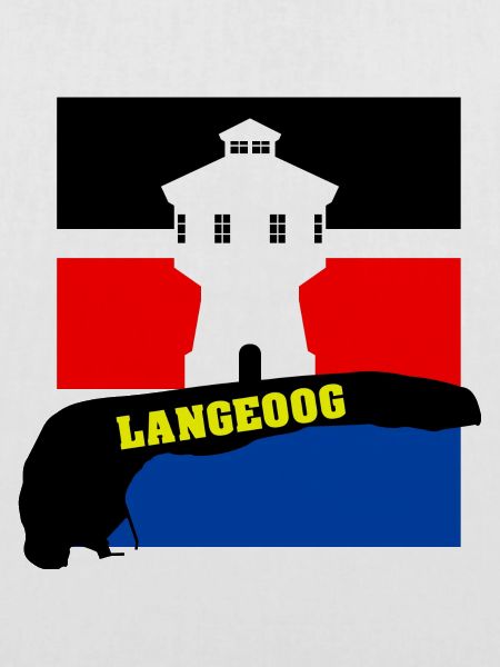 Langeoog mit Wasserturm, Fahne & Umriss