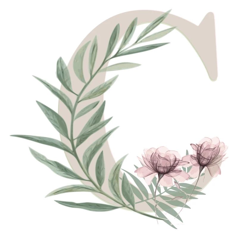 Buchstabe C mit Blumen