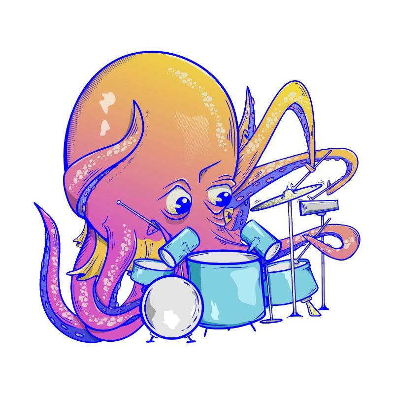 Octopus plays drums