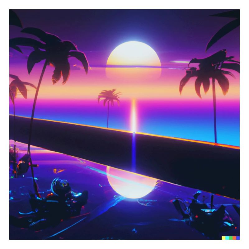 a synthwave style sunset