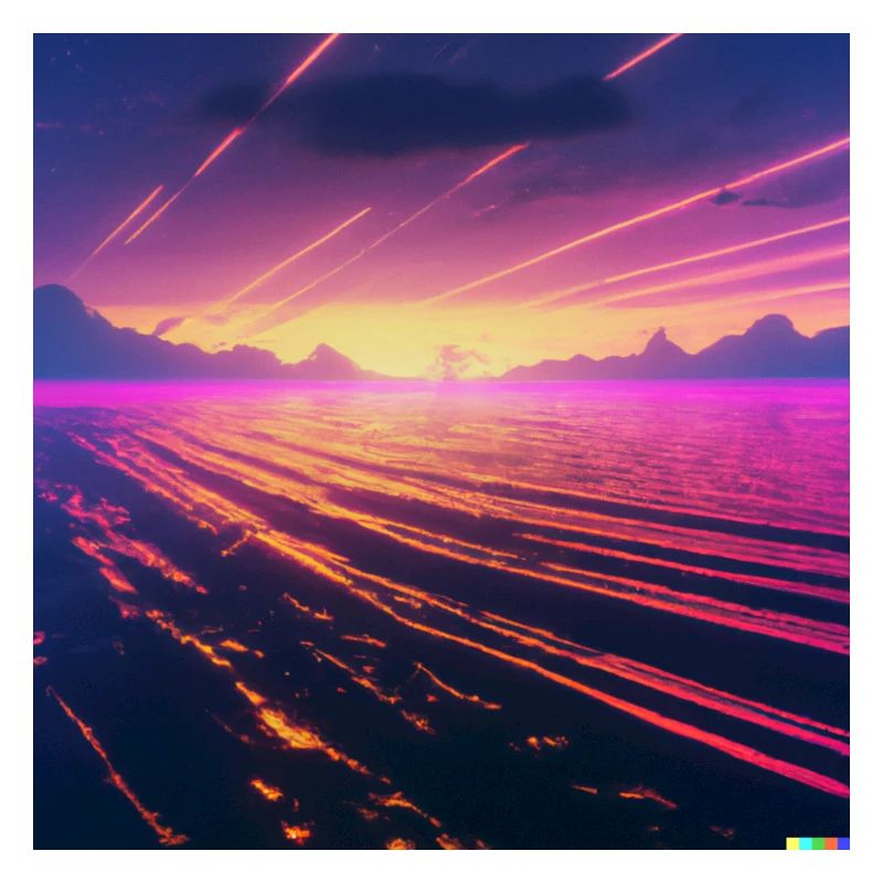 Synthwave milde Wellen im Meer
