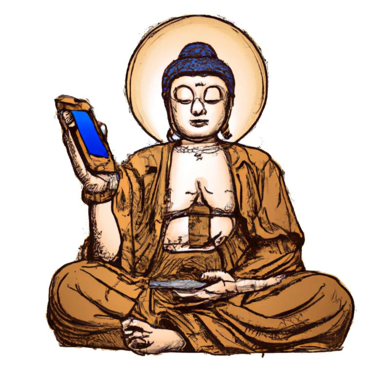 Buddha mit Smartphone 2