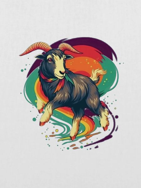 Springende Ziege im Regenbogen