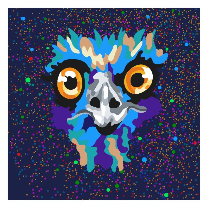 Visage d’oiseau d’autruche d’émeu dans l’espace