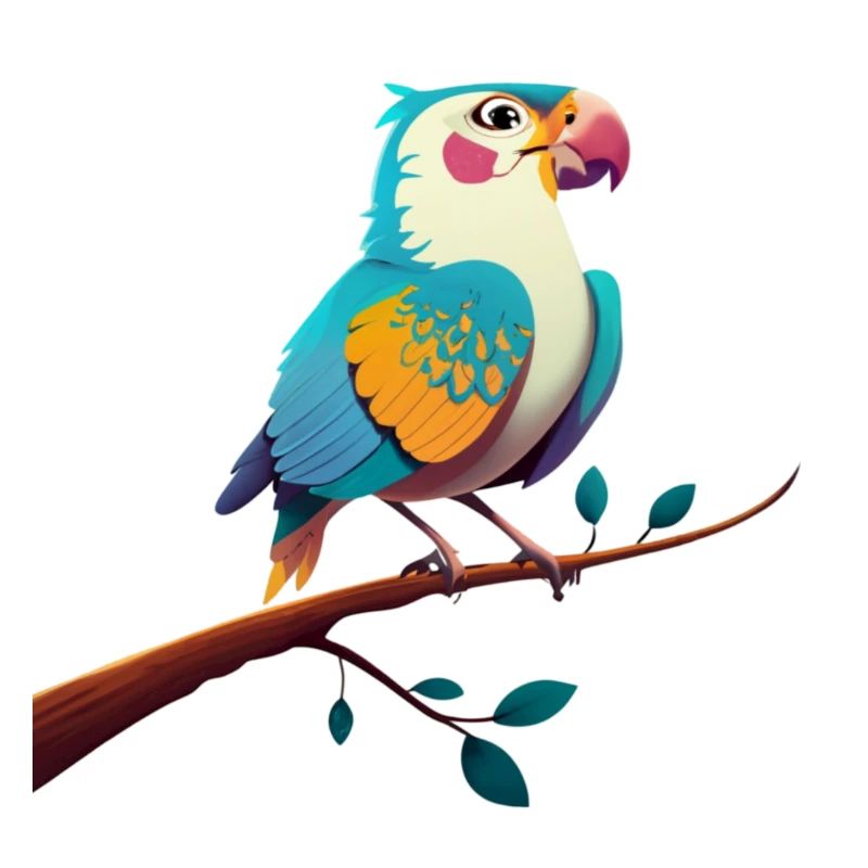 Illustration eines Papageis auf einem Ast