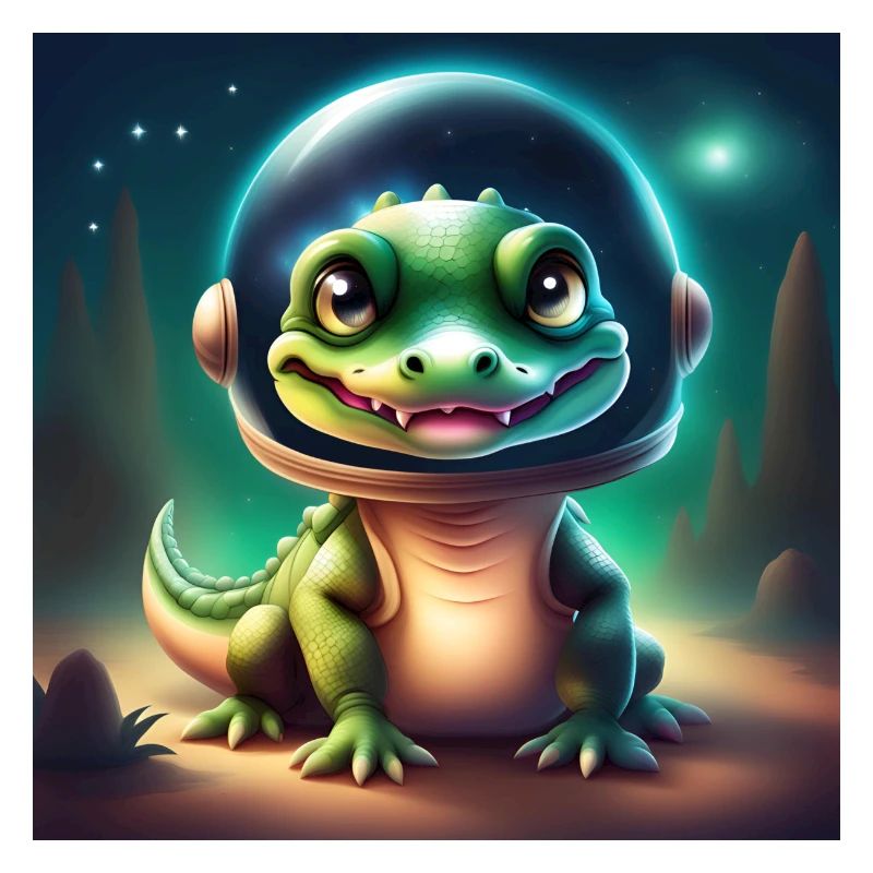 Bébé crocodile dans l’espace
