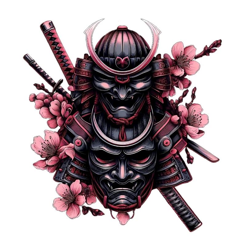 Doppelte Samurai Maske Blumen