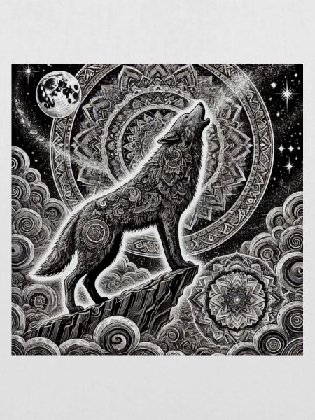 Wolf mit Vollmond