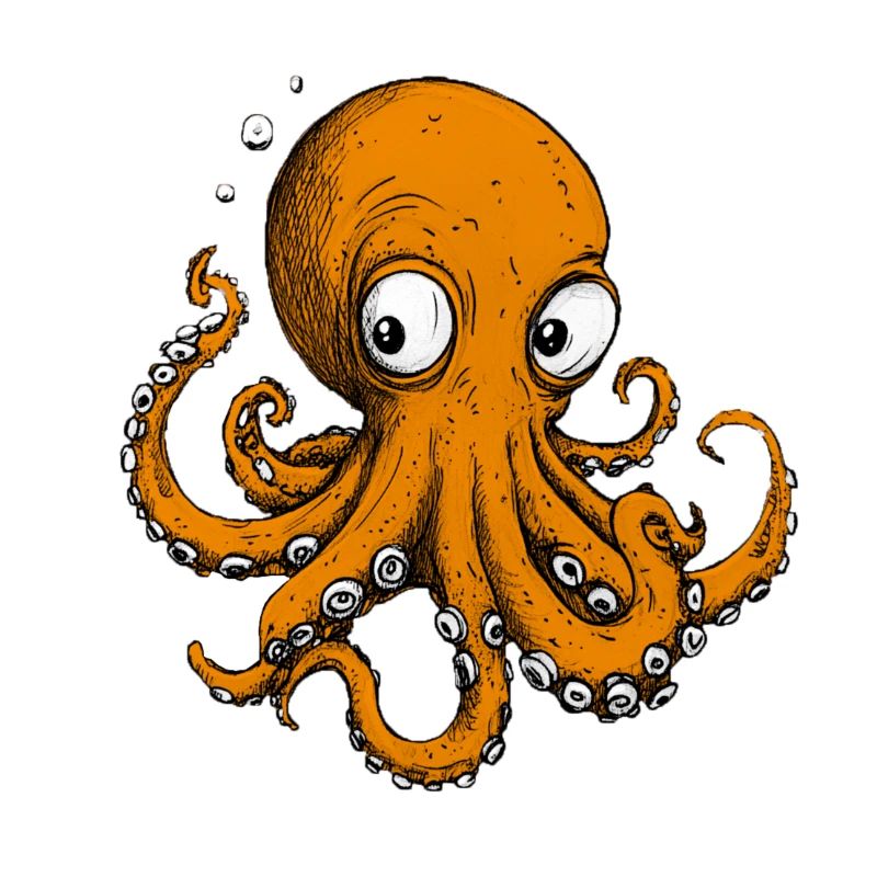 Octopus Drawing Orange