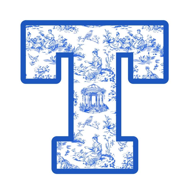 Blauer Chinoiserie-Buchstabe