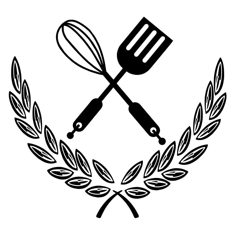 Baking tools in laurel wreath cook logo