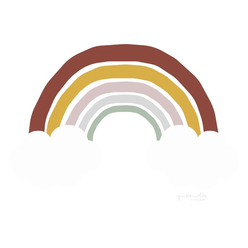 Colorful rainbow with clouds – boho style
