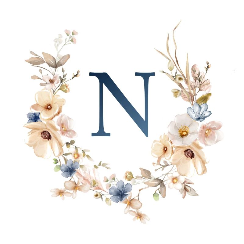 N Monogramm , Floral, Boho