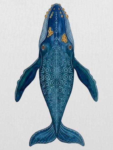 Blauwal-Geometrisches Aquarell-Totem