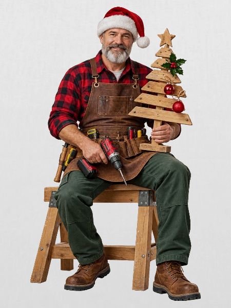 Rustikaler Weihnachtsbauer Holzbaum