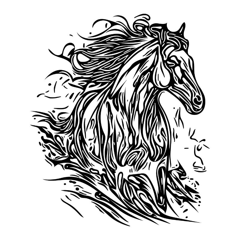 Galloping stallion with elegant mane in the wind
