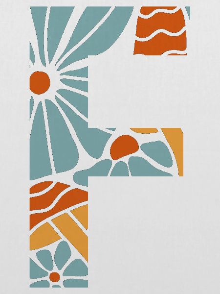 Buchstabe f groovige Blumen Geschenkidee