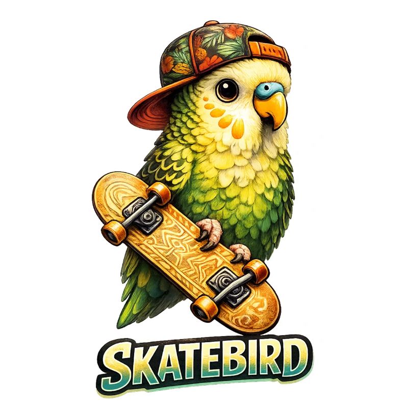 Skatebird – Tropical Parrot with Skateboard & Ca