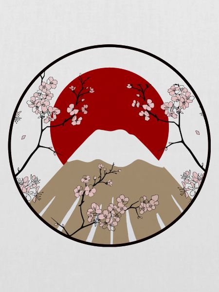 Mount Fuji mit Kirschblütenzweigen