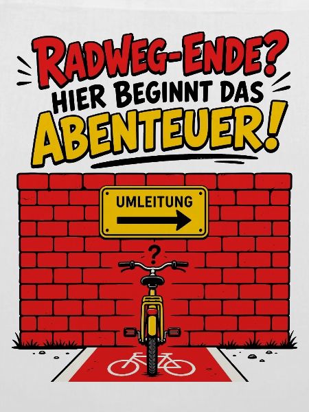 Radweg Ende Hier. Abenteuer Beginnt .