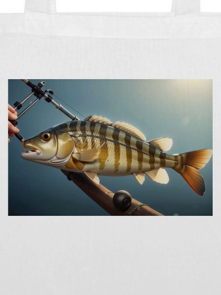 Großer Barsch Fisch am Haken