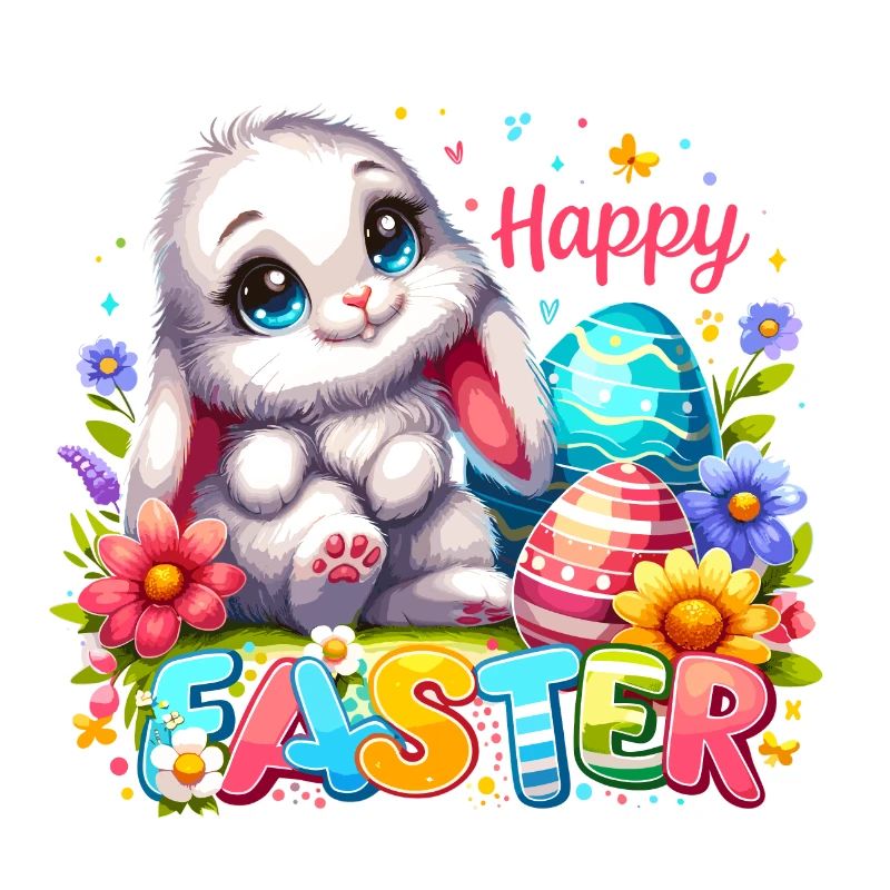 Joyeuses Pâques - Illustration de lapin de Pâques